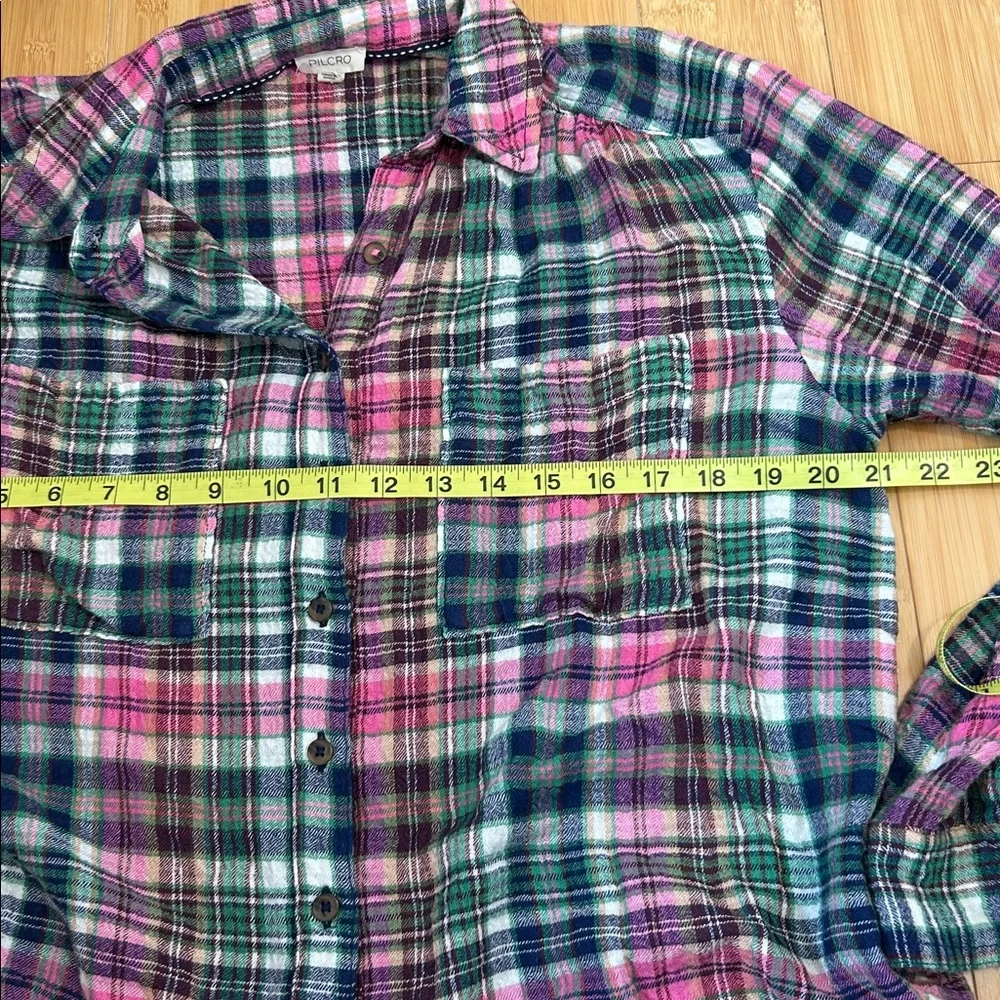 PILCRO Anthropologie Relaxed Plaid Button Up Top size Small - Picture 5 of 5